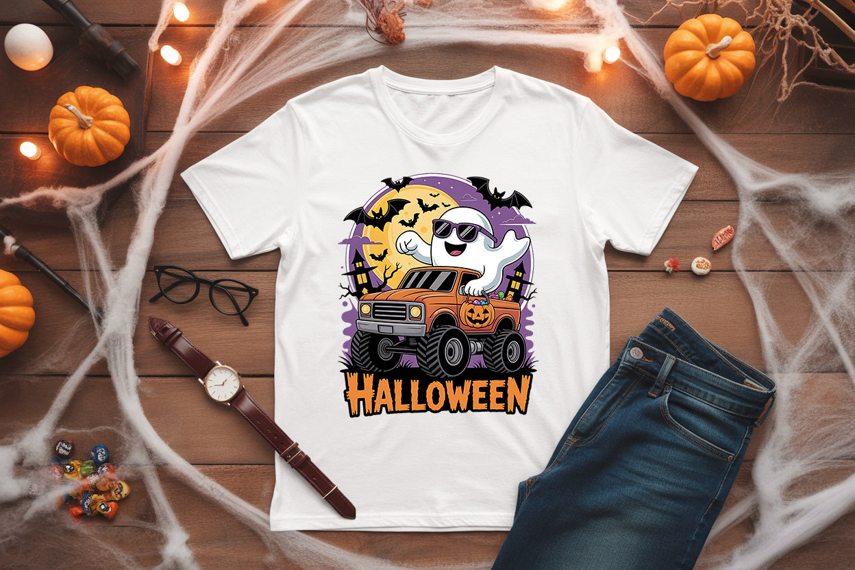 Ghost Monster Truck Kids T Shirt