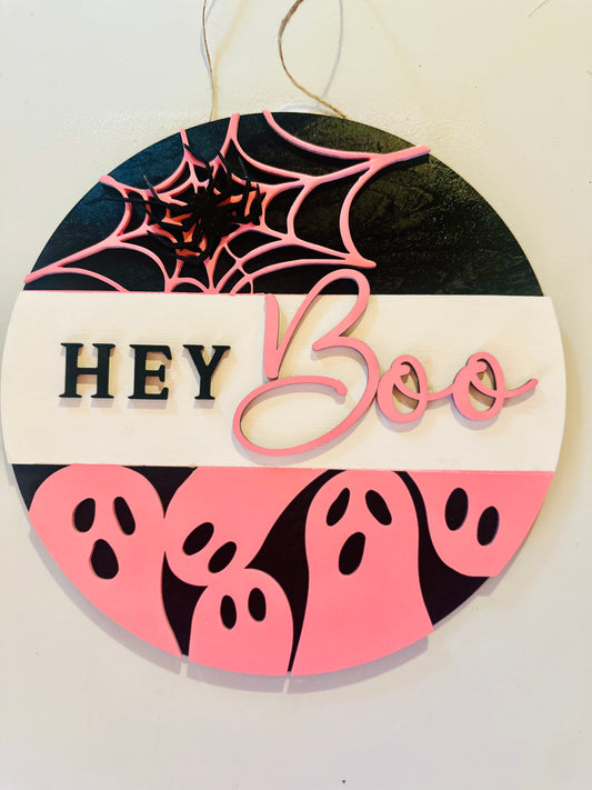 “Hello Boo” Halloween Round Sign