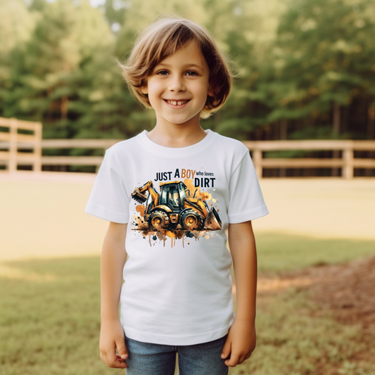 "Just A Boy who loves Dirt" Boys T-Shirt