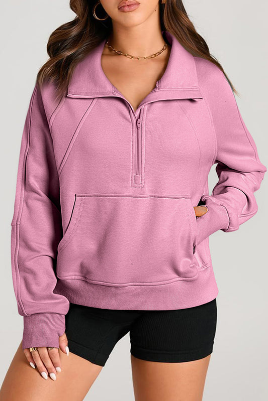Valerian Quarter Zip Kangaroo Pocket Sweatshirt