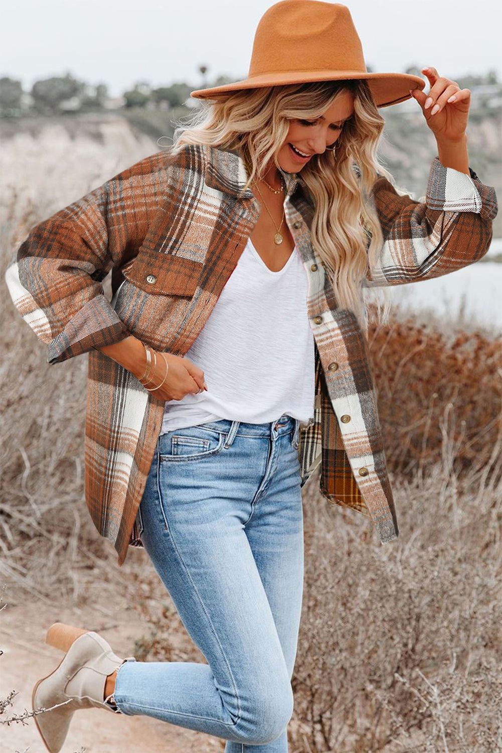Orange Fall Flannel Shacket