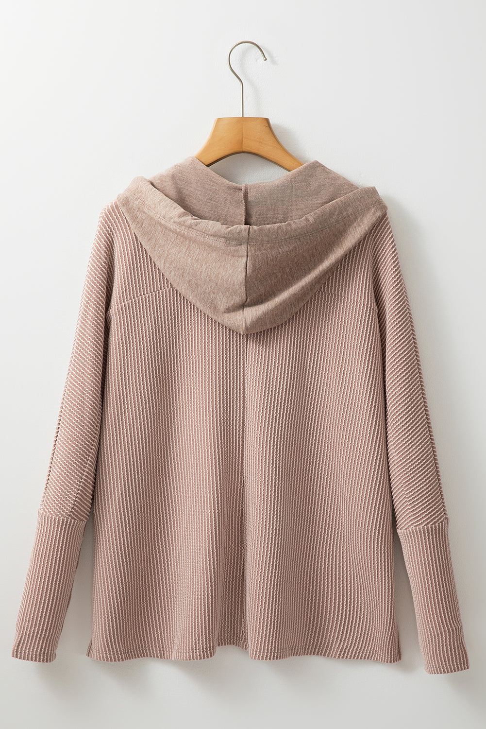 Brown Patchwork Corded Drawstring Hoodie