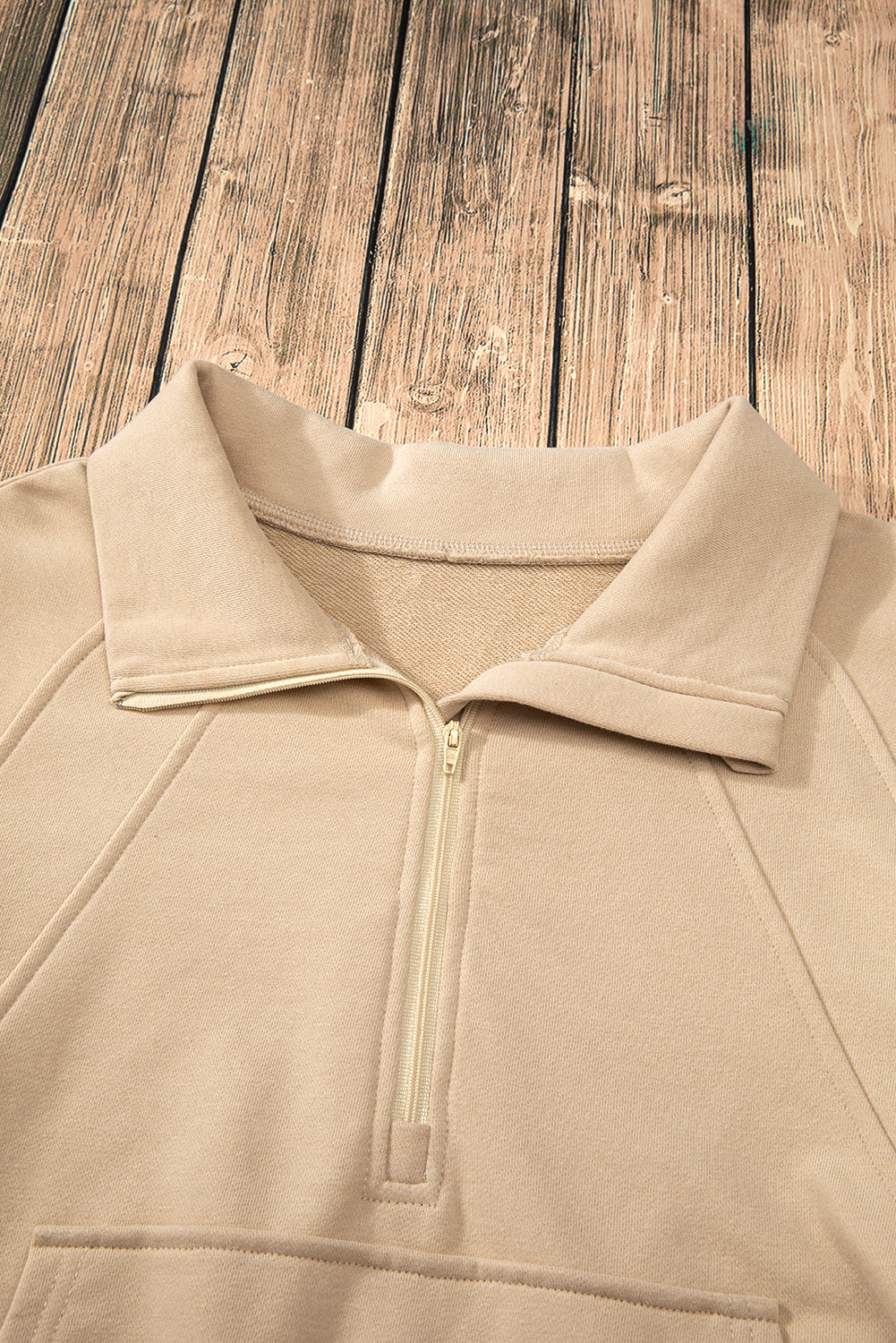 Parchment Quarter Zip Kangaroo Pocket Sweatshirt