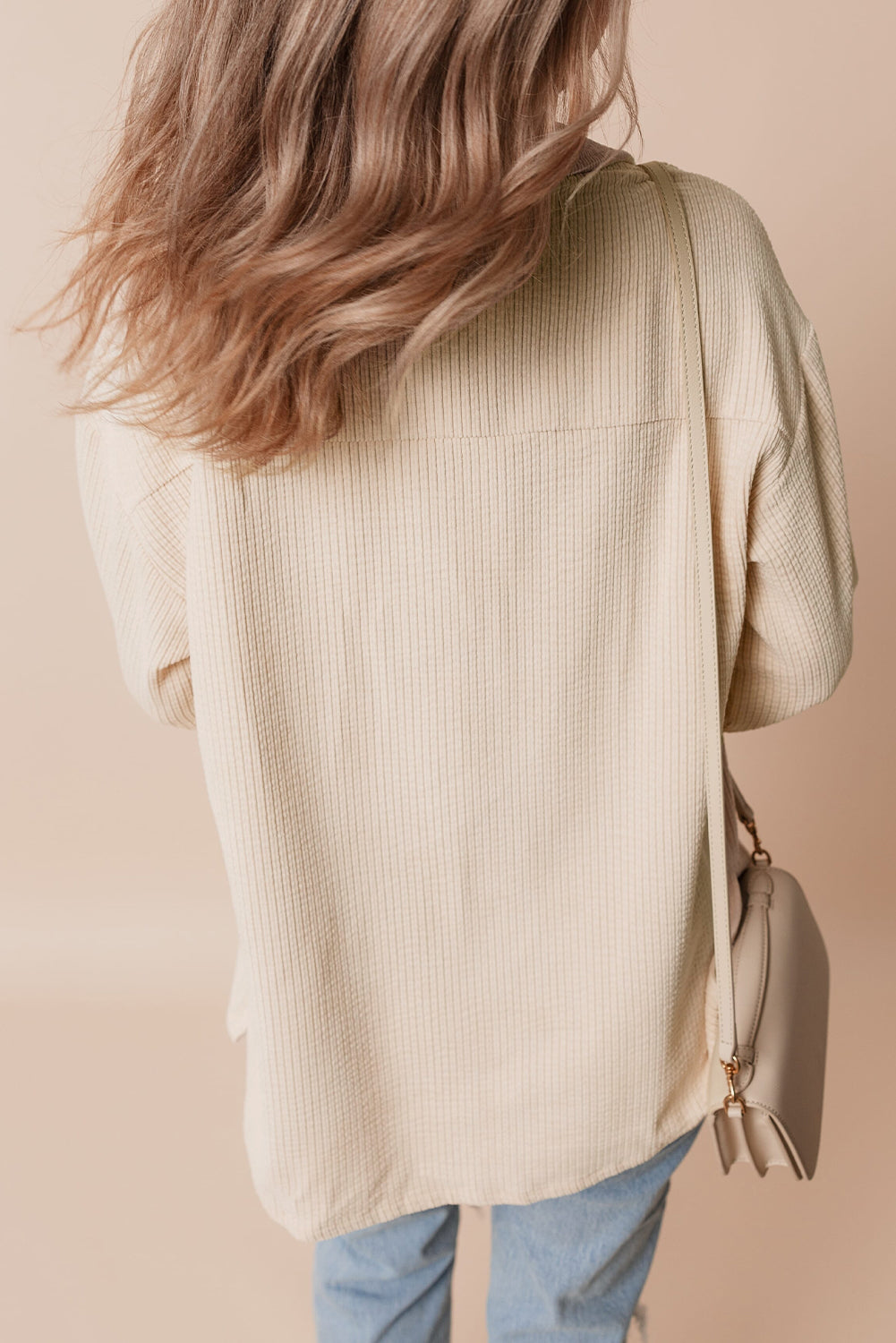 Oatmeal Corduroyt Button Up Shacket