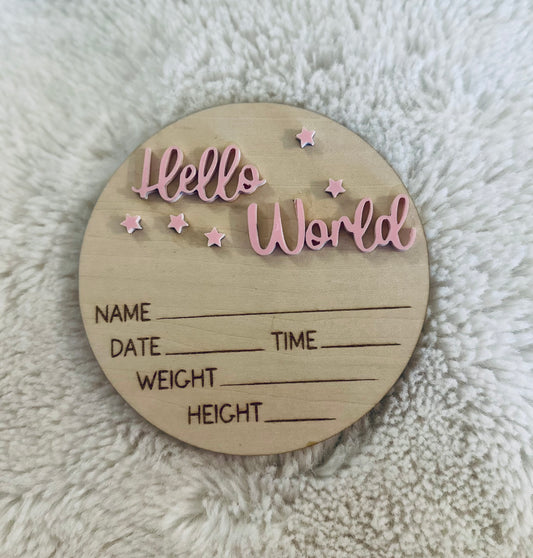 "Hello World" Baby Photo Disc
