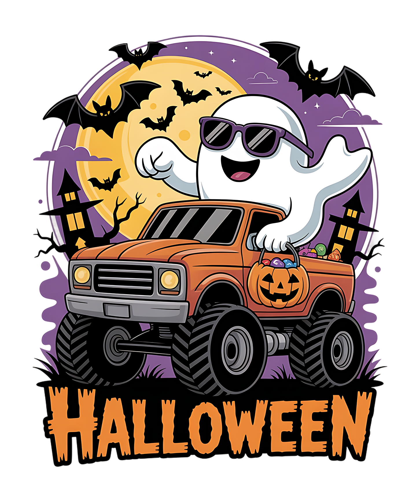 Ghost Monster Truck Kids T Shirt