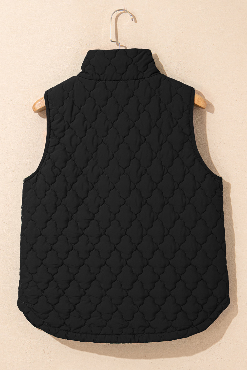 Black Quilted Snap Button Zip Up Winter Vest