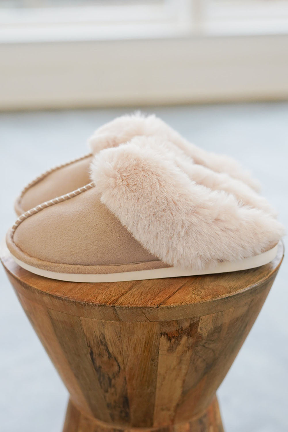 Faux Suede Plush Lined Slippers