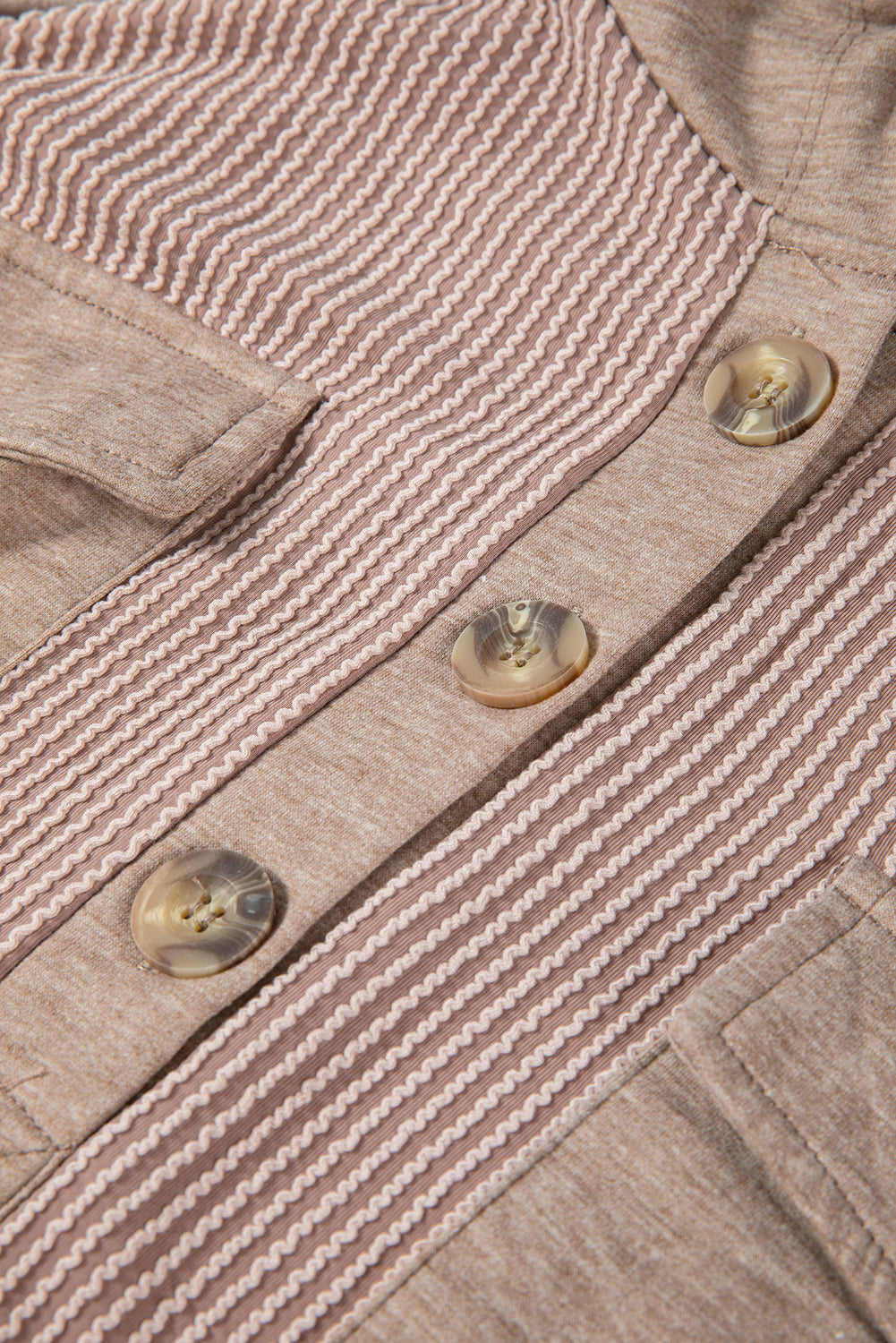 Brown Patchwork Corded Drawstring Hoodie