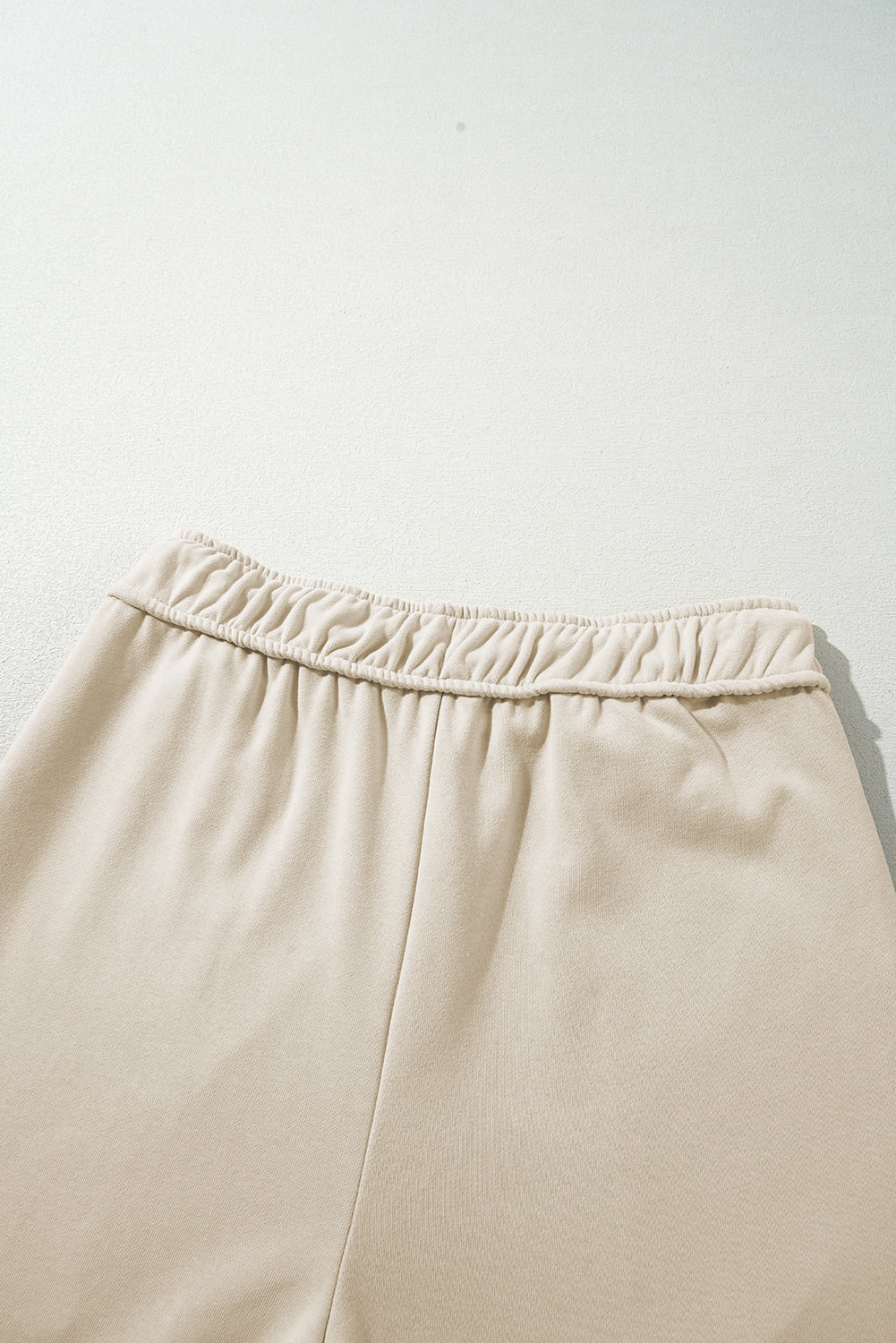 Apricot Drawstring Elastic Waistband Casual Wide Leg Pants