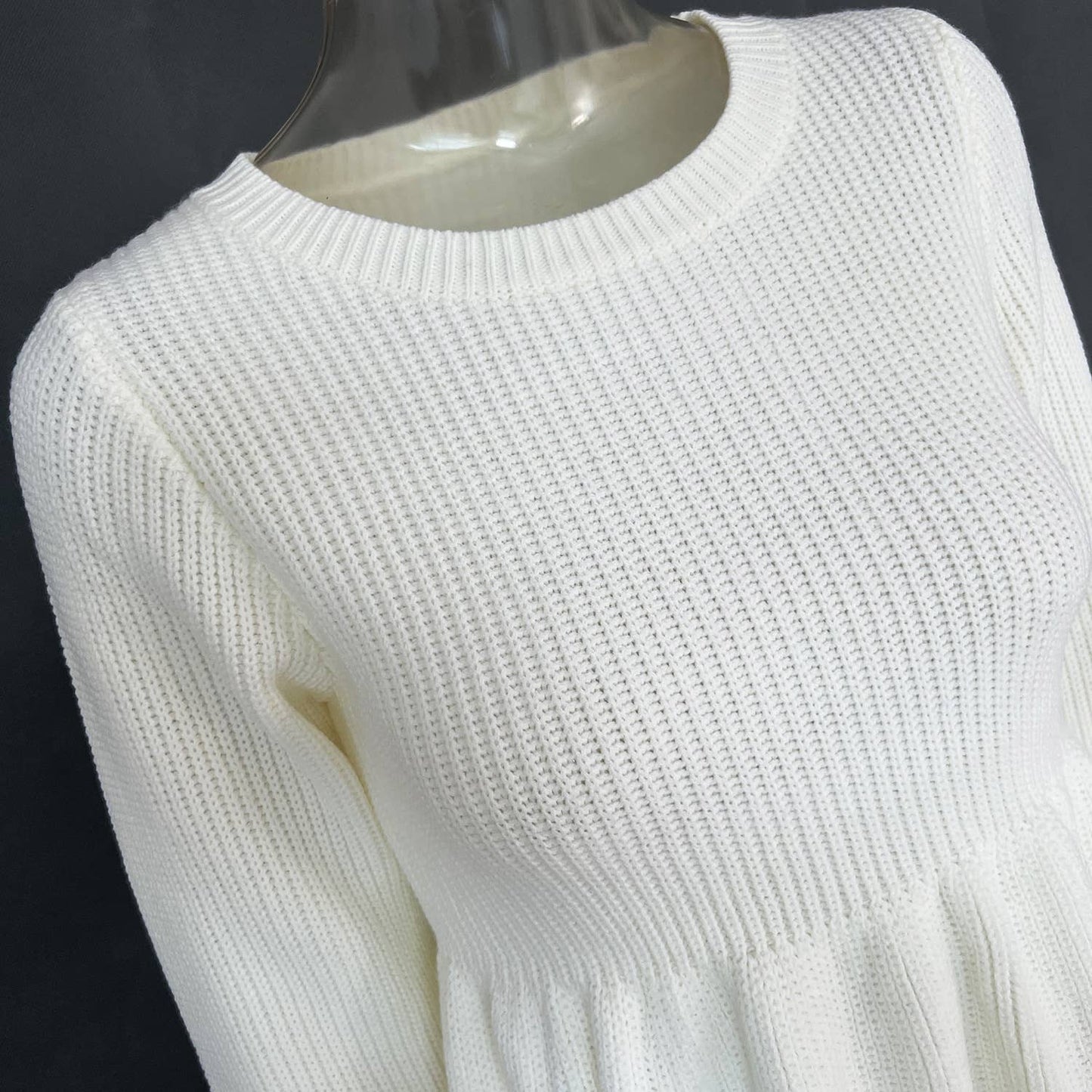 Round-Neck Waist-Cinched Knitted Sweater Dress