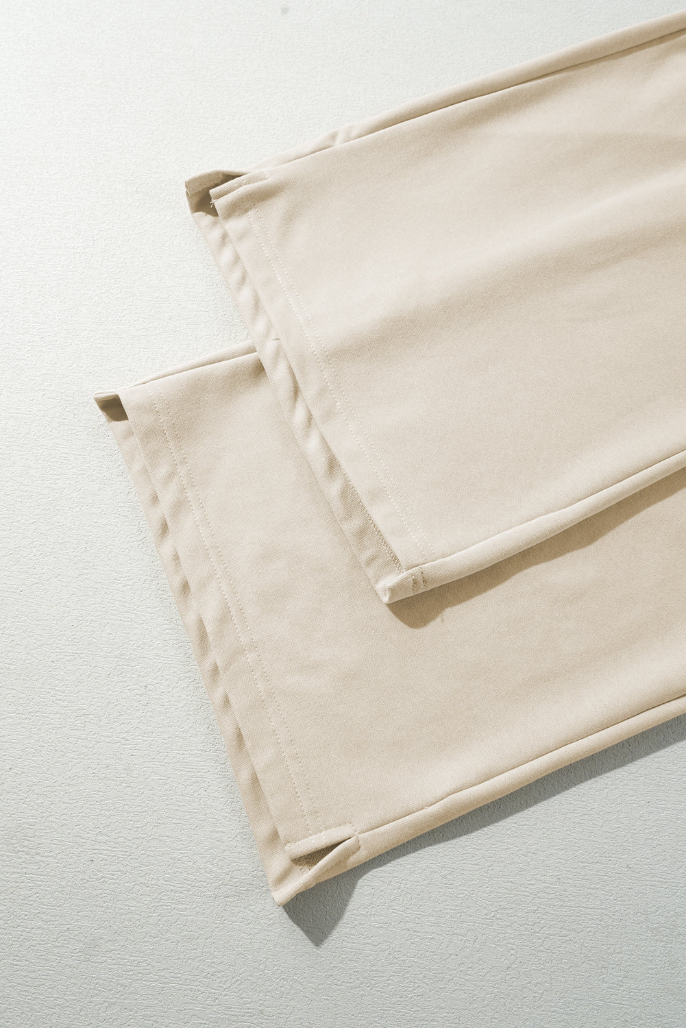 Apricot Drawstring Elastic Waistband Casual Wide Leg Pants