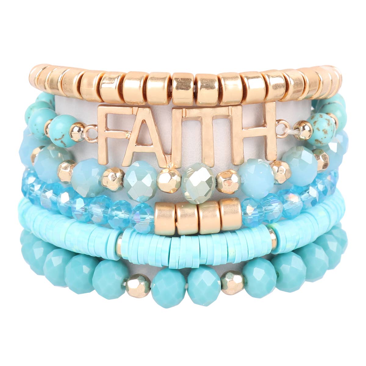 Faith Mixed Bead Charm Bracelet Set