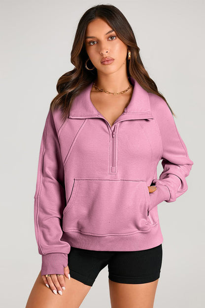 Valerian Quarter Zip Kangaroo Pocket Sweatshirt