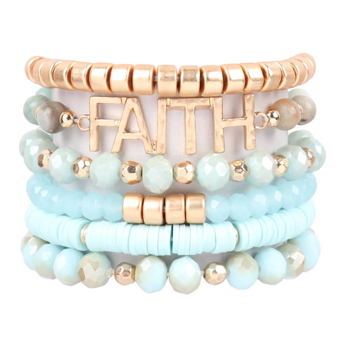 Faith Mixed Bead Charm Bracelet Set