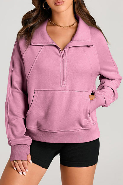 Valerian Quarter Zip Kangaroo Pocket Sweatshirt