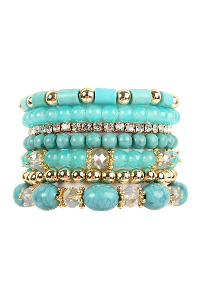 Coastal Turquoise Beaded Bracelet Stack