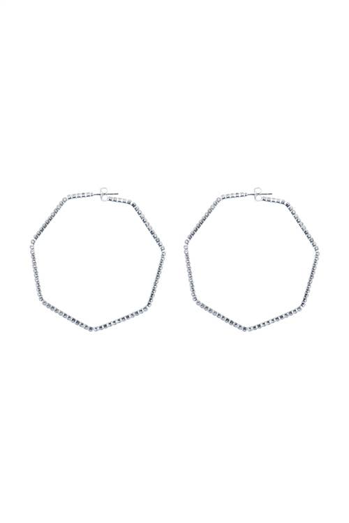 60MM Textured Heptagon Hoop Earrings – Modern Statement Hoops