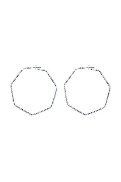 60MM Textured Heptagon Hoop Earrings – Modern Statement Hoops