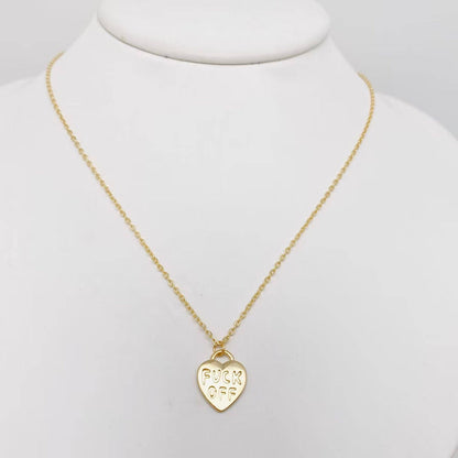 "FUCK OFF" Gold Plated Heart Pendant Necklace