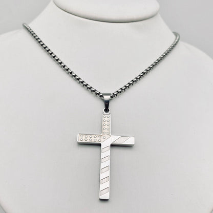 Stars and Stripe Flag Stainless Steel Cross Necklace