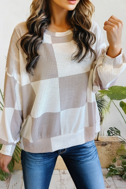 Cozy Checkered Lightweight Pullover – Breathable Knit (S–XL)