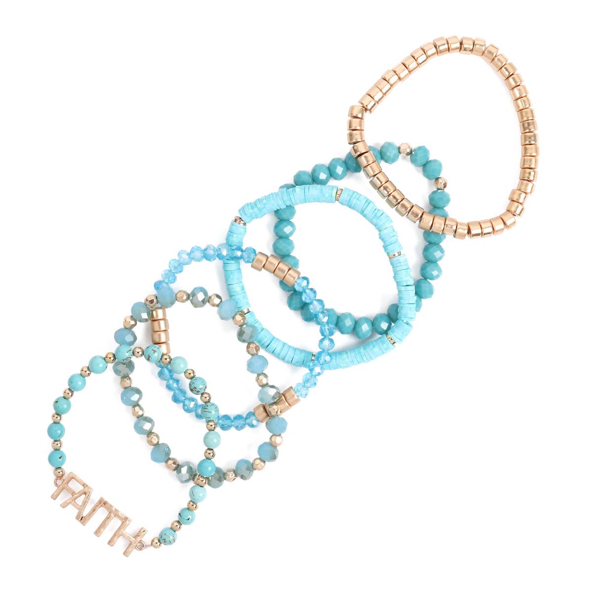 Faith Mixed Bead Charm Bracelet Set