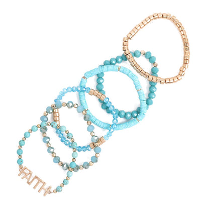 Faith Mixed Bead Charm Bracelet Set