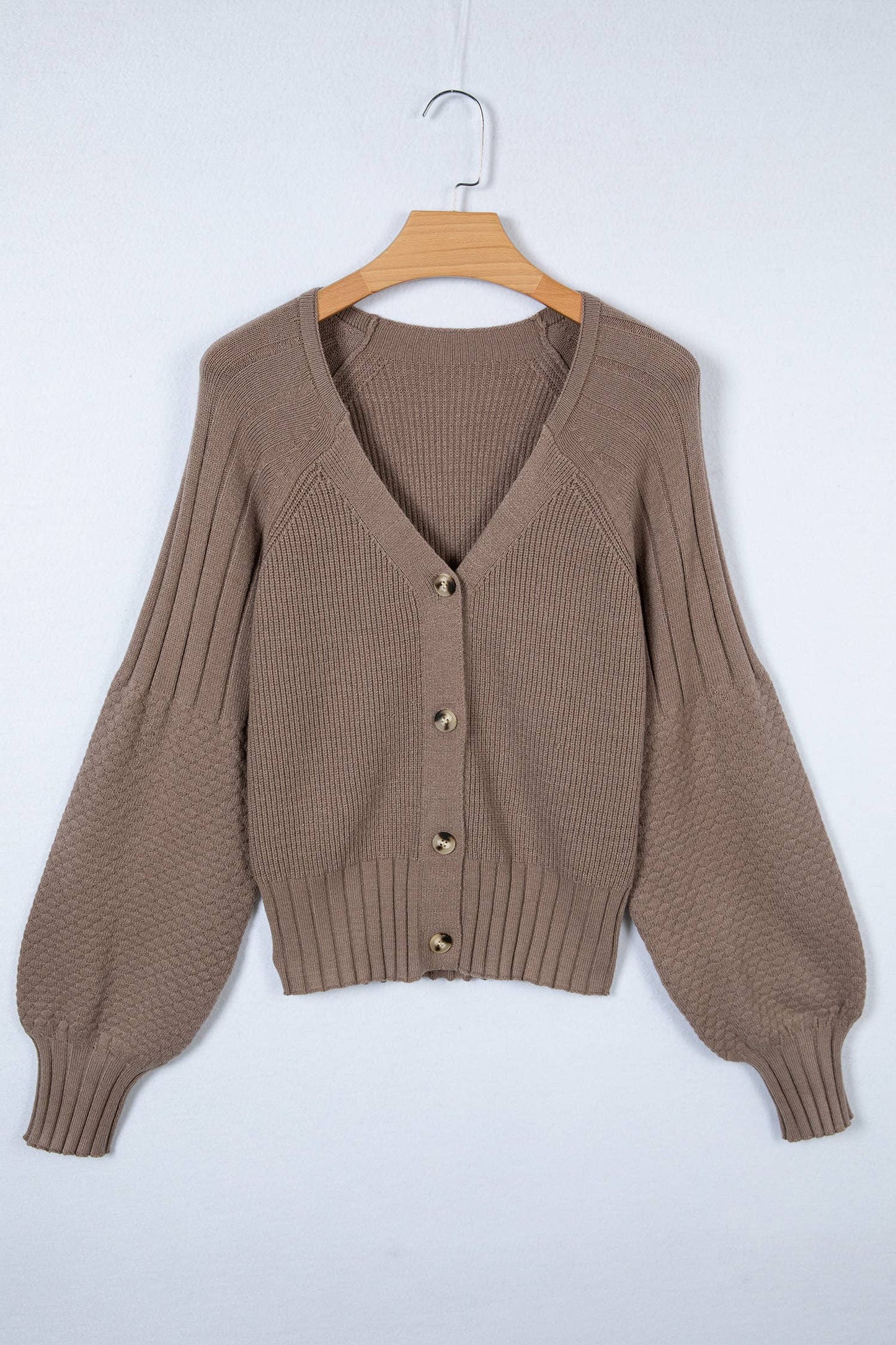 Cozy Mixed Knit Button-Up V-Neck Cardigan (S–XL)