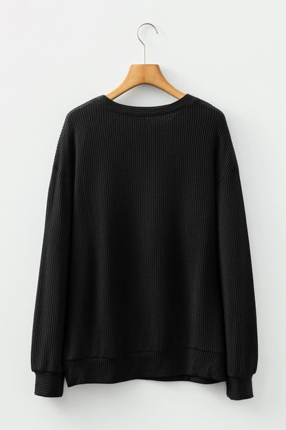 Outlined Merry Letter Graphic Loose Long Sleeve Top