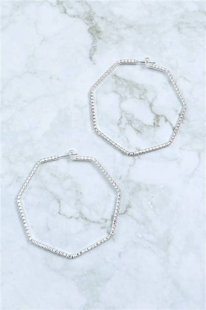 60MM Textured Heptagon Hoop Earrings – Modern Statement Hoops