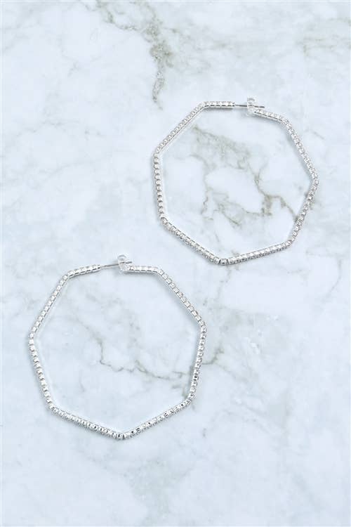 60MM Textured Heptagon Hoop Earrings – Modern Statement Hoops