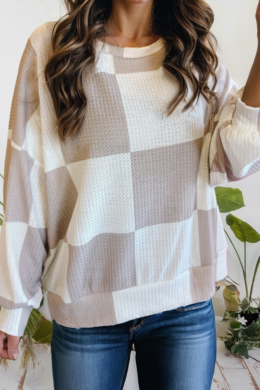Cozy Checkered Lightweight Pullover – Breathable Knit (S–XL)