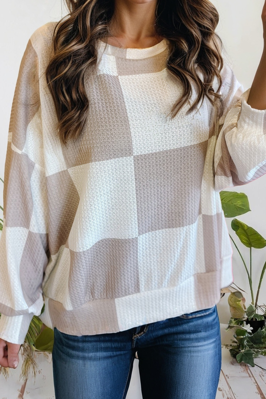Cozy Checkered Lightweight Pullover – Breathable Knit (S–XL)