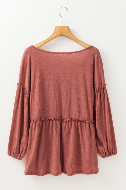 Brandy V Neck Puff Sleeve Blouse