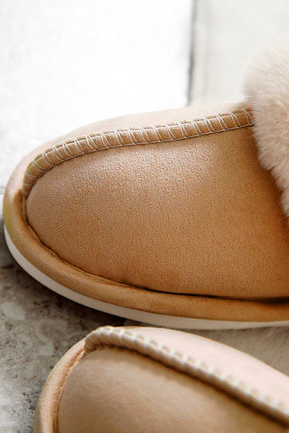 Camel Plush Suede Winter Slippers