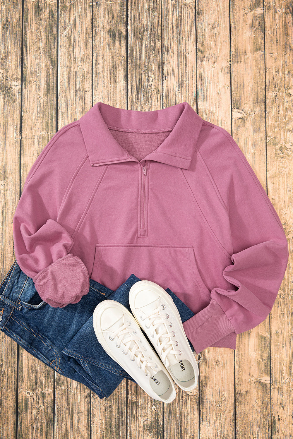 Valerian Quarter Zip Kangaroo Pocket Sweatshirt