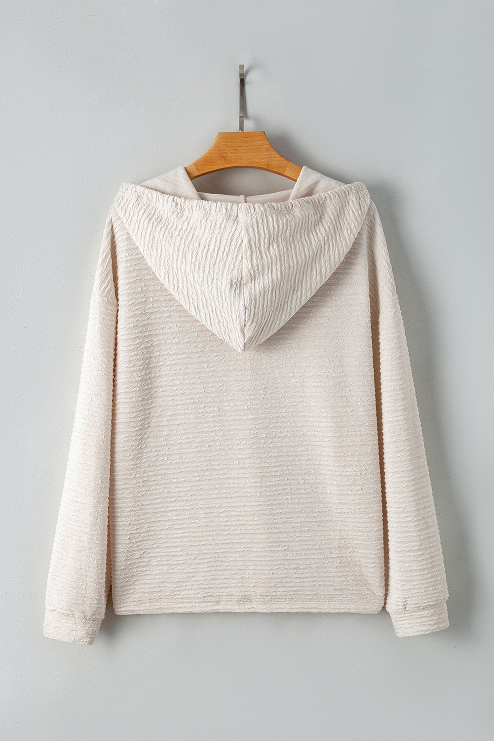 Apricot Solid Textured Drawstring Hoodie