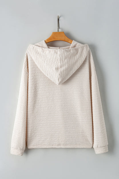 Apricot Solid Textured Drawstring Hoodie