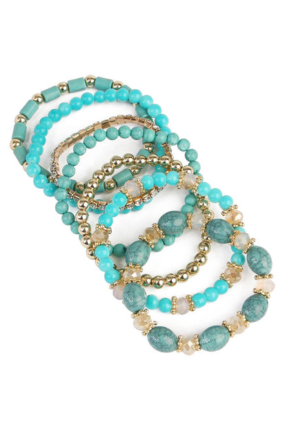Coastal Turquoise Beaded Bracelet Stack