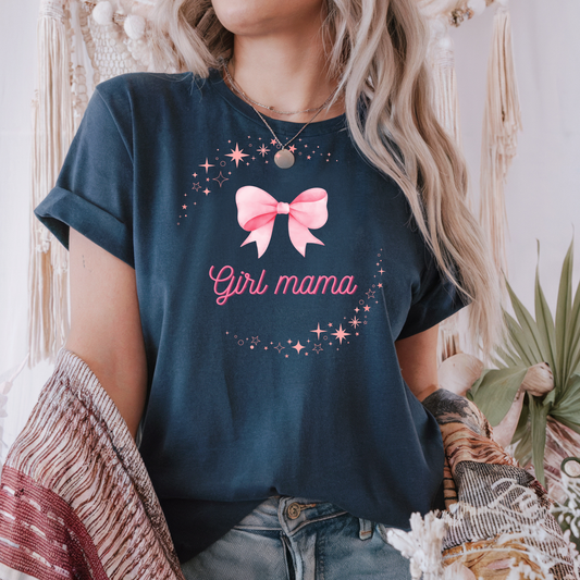 Girl Mama Pink Bow T Shirt