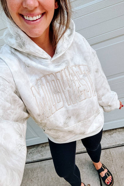 Women's Midwest embroidered camouflage hoodie in white birch